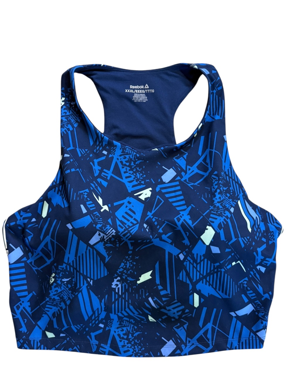Reebok XXXL Blue Geometric Racerback Sports Bra